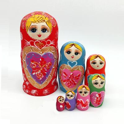 China Custom Made Matryoshka Dolls Eco-Friendly Hot Selling Russian Matryoshka Dolls Solid Wooden Children's Educational Toys Nesting Wooden Dolls for sale