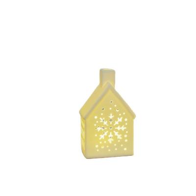 China Hotel Christmas Mini House Ceramic White Night Light Bedroom Living Room Led Light for sale