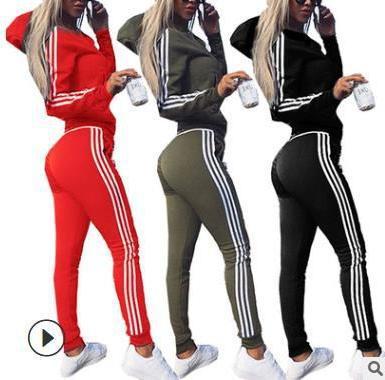 China Red breathable net with the Korean version of the loose sports suit women 2021 new drop cardigan jacket casual pants two sets for sale