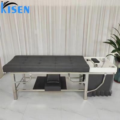 China New Stainless Steel Shampoo Bed Barber Shop Modern Thai Barber Bed Special Full-lying Multifunction Massage Bed Therapy for sale