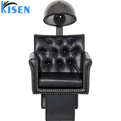 China Kisen Traditional Barber Shop Furniture Shampoo Chair Hairdresser Styling Chair With Hair Dryer Machine for sale