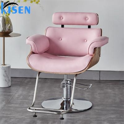 China 2022 Fashion Salon Furniture Traditional High Quality Black Pink Gray Cheap Price Makeup Styling Chair For Hair Salon for sale