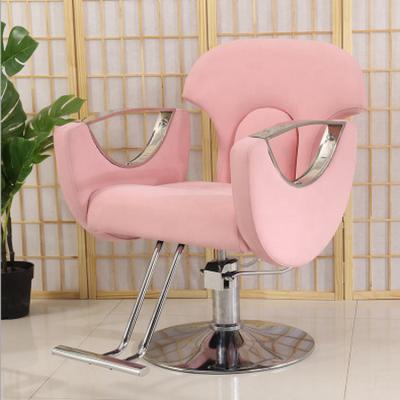 China Wholesale Traditional 2022 New Design Reclining Barber Chair For Sale Barber Shop Pink Cheap Barber Chair With Adjustable Styling for sale