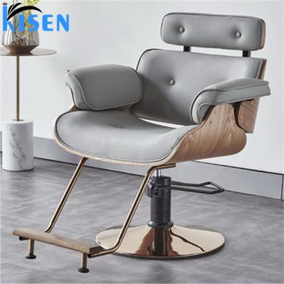 China 2021 hot sale wholesale cheap hydraulic gray pink barber chair traditional styling hair salon chair for barber shop hair salon furniture for sale