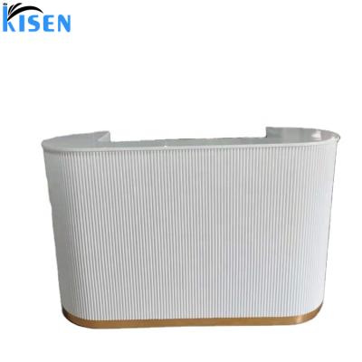 China Modern Warm White Kisen Beauty Salon Reception Lounge Desk Reception Desk for sale