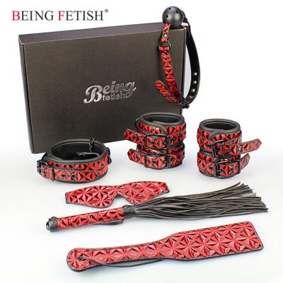 China SM Game BDSM 7pcs Sexy Leather Bondage Restraint Sketch For Adult Game for sale