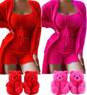 China 2023 Wholesale New Arrivals QUICK DRY Fuzzy Pajama Set For Women Women's Loungewear Women's Lounge Wear Comfortable Pajama Sets for sale