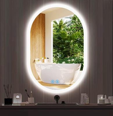 China Illuminated Oval Led Bathroom Mirror Lighted Vanity Mirror with Backlit Lights, Frameless with 3000K/4500K/6500k Adjustable Fog Lights for sale