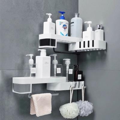 China Wall Mounted Household Items Bathroom Shelf Kitchen Bathroom Organizer Shelf Shampoo Cosmetic Corner Storage Rack Modern for sale