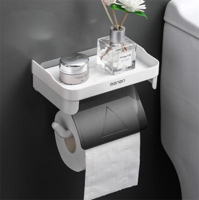 China Waterproof Ready To Ship Wall Mount Roll Paper Storage Rack Multifunctional Toilet Paper Holder Stand Bathroom Rack Burial 3 Colors for sale