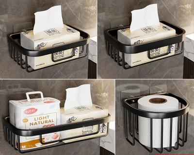 China Modern Ready To Ship Good Quality Bathroom Shelf Aluminum Alloy Toilet Roll Holder Toilet Paper Roll Holder Basket - NO--Punching for sale