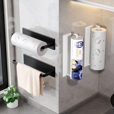 China Modern Ready to Ship Punch-Free Kitchen Paper Towel Rack Storage Holder Shelf-Adhesive Paper Roll Holder for sale