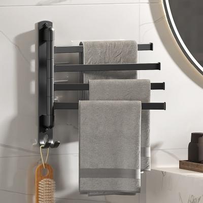 China With Hook Ready To Ship Free-Punch Space Aluminum Revolving Towel Racks Hanging Towel Rack Bathroom Storage Rack for sale