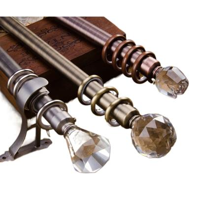 China Wholesale Luxury Crystal Rod Set Double Extendable Curtain Rod Double Track Of Morden Curtain Accessories for sale