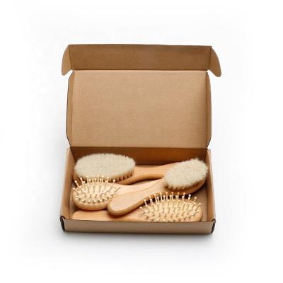 China Customized Wood Baby Brush Set With Soft Bristles Natural Goat Hair 4Pcs for sale