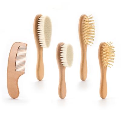 China Modern Goat Bristle Brush Wooden Baby Brush And Comb Set For Newborns for sale