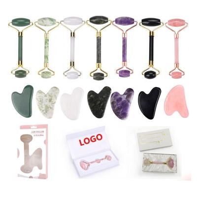 China Jade Stone Rose Quartz Face Body Roller Body Guasha Tool For Massage SPA Beauty Tool for sale