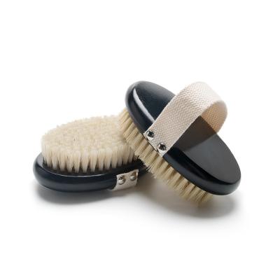 China Eco Friendly Bath Shower Brush Beech Wood Oval Dry Brush For Exfoliating for sale