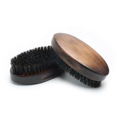 China Retro Oval Wooden Beard Care Brush With 100% Natural Boar Hair for sale