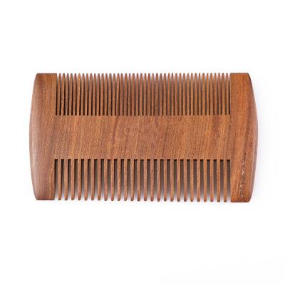 China Custom Logo Double Side Sandalwood Beard Comb Antistatic Mustache Comb for sale