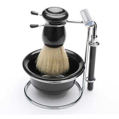 China Convenient Beard Shaving Tools Set Soft Brush Razor Holder Common Comb And Stand for sale