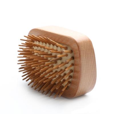 China Customized Logo Wood Mini Travel Size Hair Brush For Massage Eco Friendly for sale