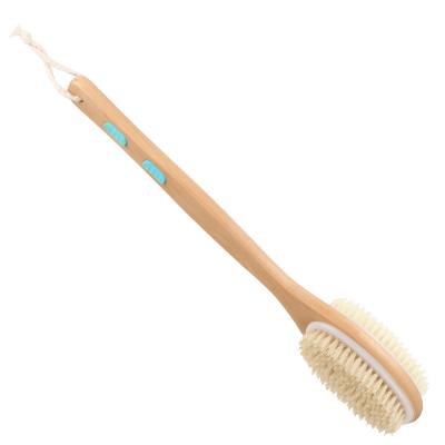 China Double Sized Dry Brush Long Handle Bath Body Back Exfoliate Shower Brush for sale