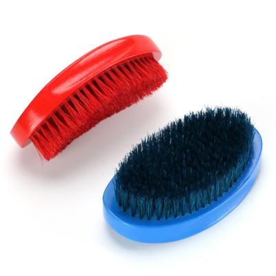 China 360 Wave Brush Curved Design Red Blue Customise Soft Medium Boar Bristles for sale