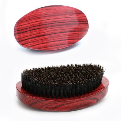 China Red Woodgrain 360 Wave Curve Brush Abeis Custom Logo PU Paint Boar Bristle Palm for sale