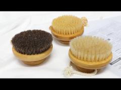 Natural Bamboo Body Dry Exfoliating Brush White Horse Boar Bristle Shower Brush