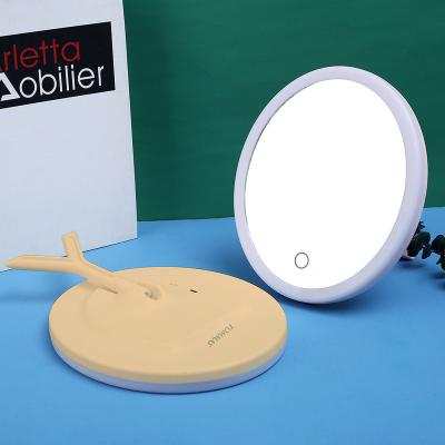 China Creative Customized Lighted LED Makeup Mirror with Detachable Bracket, Desktop Portable Vanity Mirror with Light for Makeup and Gift for sale