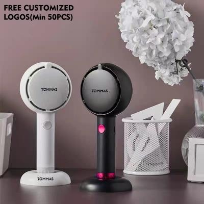 China Portable Mirror Beauty Mirror Handheld Makeup Mirror With Light Mute USB Charging Small Electric Fan Suitable For Summer for sale