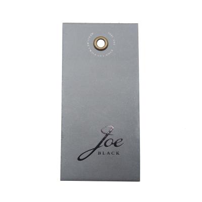 China HTB0100 Wholesale Hang Tags For Clothes Label Viable Custom Printed UV Black Card With Eyelet for sale