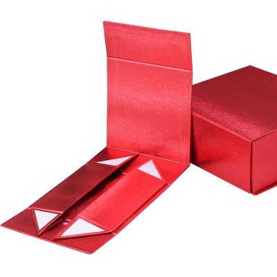 China Custom Customized GB00002 Logo Luxury Cardboard Magnetic Folding Gift Box With Ribbon Closure for sale