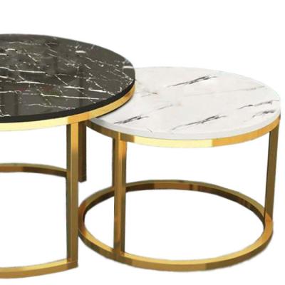 China (Size)2022 New Design Home Furniture Matel Iron Adjustable Gold Marble Coffee Tables For Living Room for sale