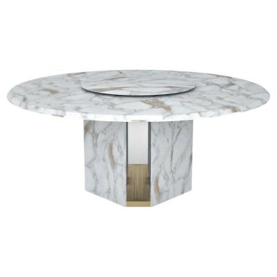 China New Product Adjustable Design Furniture (Height) Large Calacatta Viola Marble Dining Table For Dining Room for sale