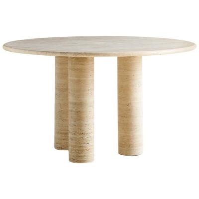 China Dining room table (size) adjustable modern beige natural stone travertine dining table for dining room furniture for sale