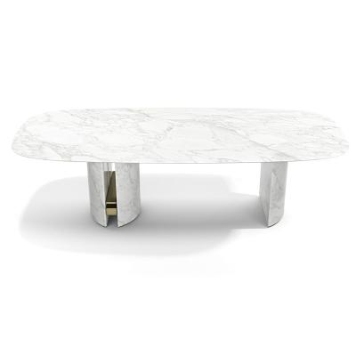 China Luxury Marble Dining Tables (Size) Shape Stone Adjustable Rectangular Italian Modern Dining Tables For Living Room Furniture for sale