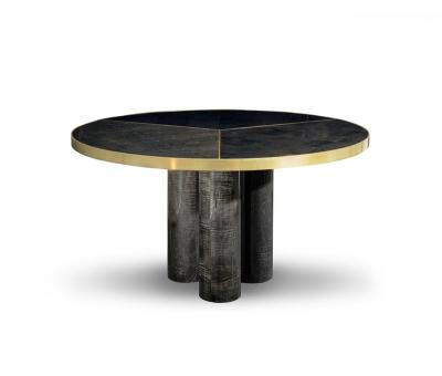 China Free Sample Luxury Black Marble Dining Table Adjustable (Height) Round Marble Top With Stainless Steel Base For Dining Room Furniture for sale