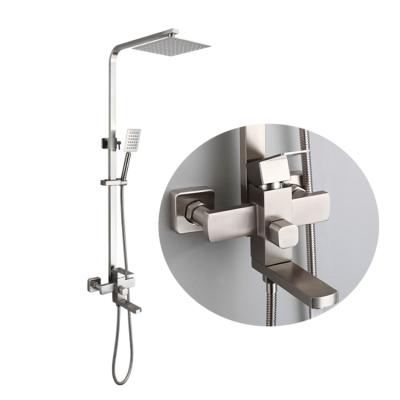 China With Slide Bar Best Quality SUS304 Stainless Steel Bathroom Accessories Shower Set Square Rain Shower Head Set for sale