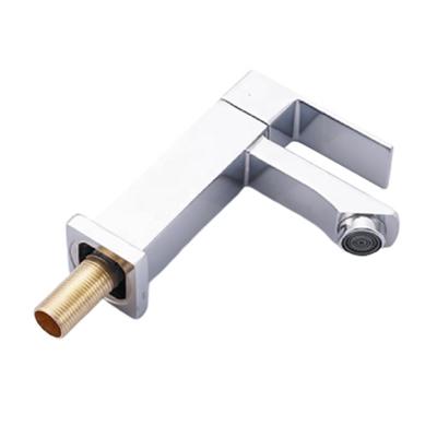 China Metered Faucets Step Down Faucet Deck Mounted Chrome Single Handle Square Single Cold Basin Zinc Alloy Faucet for sale