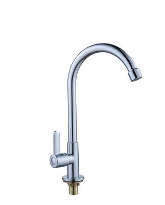 China Sense Faucets Sanitary Ware Deck Mounted Chrome Brass Single Handle Cold Water Kitchen Faucet Single Tap Only for sale