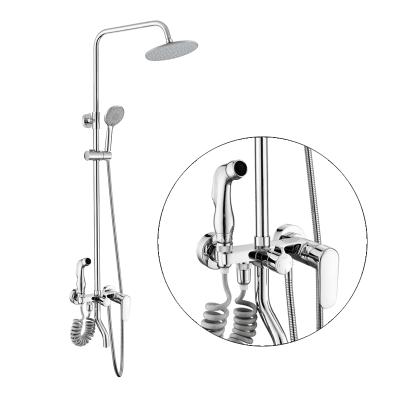 China With Modern Sliding Bar Sanitary Ware Hot And Cold Bathroom Shower 4 Functions With Bidet Rain Shower Set for sale