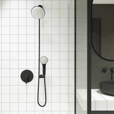 China With KINGLIONS Slide Bar Shower Faucets Sets Complete And Wall Mounted Rainfall Shower Head Faucet With Rainfall Bass Matte Black for sale