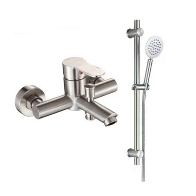 China Without Sliding Bar Sanitary Ware Rain Shower Fauset Set SS 304 Stainless Steel Bath Set With Hand Shower for sale