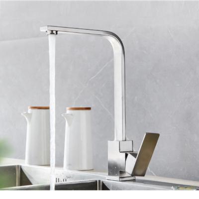 China Stainless Steel Electric Faucet Taps Single Hole Square Shape Wash Sink SS 304 Kitchen Faucets for sale