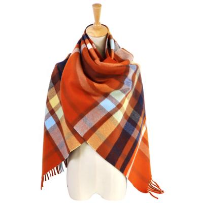 China Fashionable Women Warm Stripe Plaid Long Scarves Rough Outdoor Shawls Scarf for sale