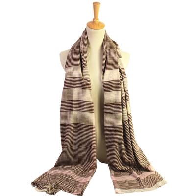 China Comfortable Fashion 100% High Quality Acrylic Striped Lady Scarf for sale