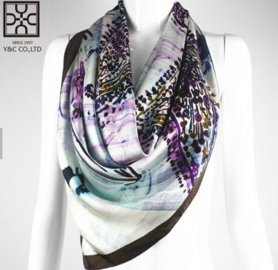 China New Design Long Square Scarf 100% Silk Square Scarf for sale