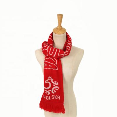 China Custom Long Sport Acrylic Soccer Mens Thick Football Fan Knitted Acrylic For Club Woven Soccer Scarf for sale